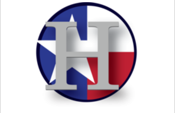 Part of the City of Hutchins Logo. A gray H on top of the texas flag.